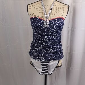 Navy Polka Dot Halter Bikini Set